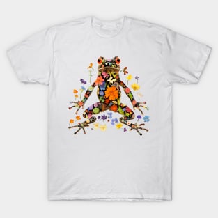 Abstract Floral Frog Silhouette T-Shirt